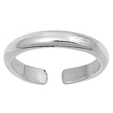 Sterling Silver Fashion Toe Ring High Polish Adjustable Midi Plain Band 925 New