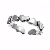 Sterling Silver Repeating Hearts Toe Ring Adjustable Fshion Midi Band 925 New