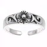 Unique Sterling Silver Plumeria Toe Ring Vintage Adjustable Flower Band 925 New