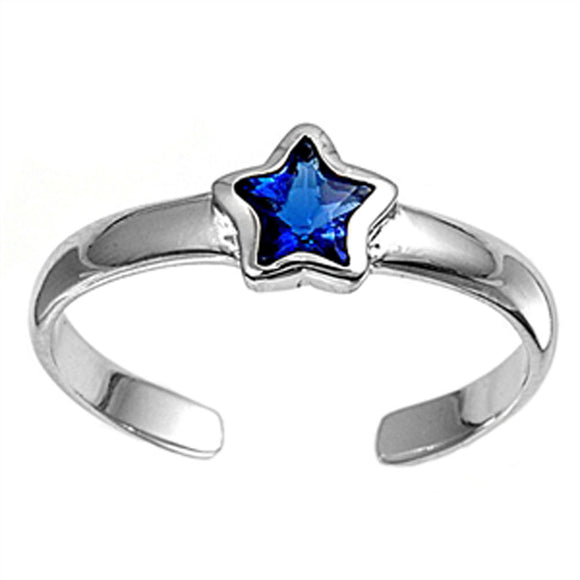 Star Blue Simulated Sapphire .925 Sterling Silver Toe Ring