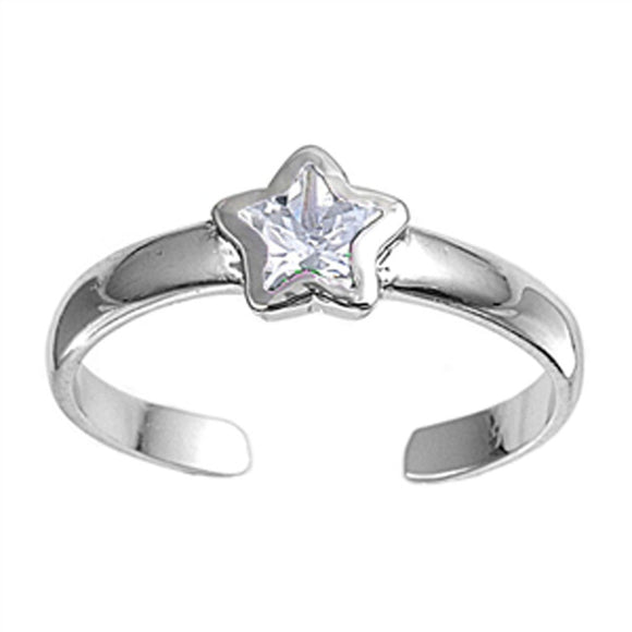 Star Clear Simulated CZ .925 Sterling Silver Toe Ring