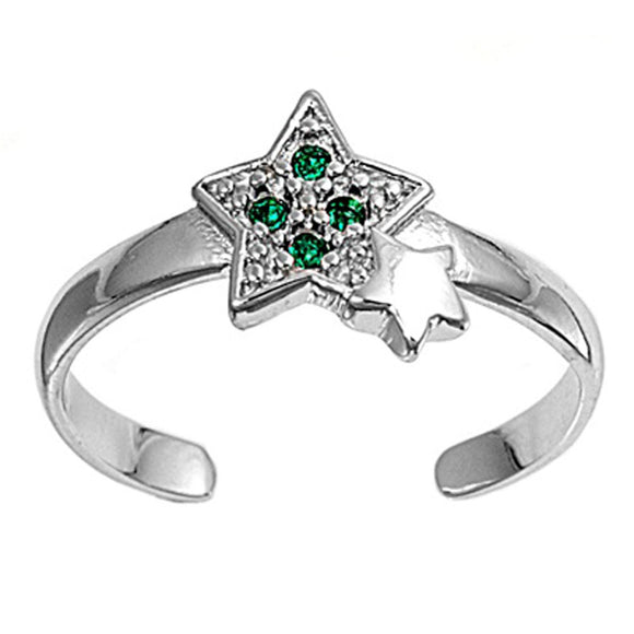 Star Simulated Emerald .925 Sterling Silver Toe Ring