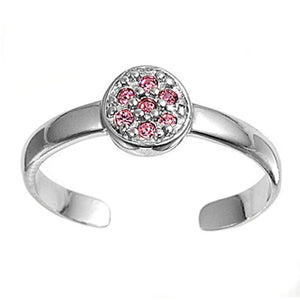 Pink Simulated CZ .925 Sterling Silver Toe Ring