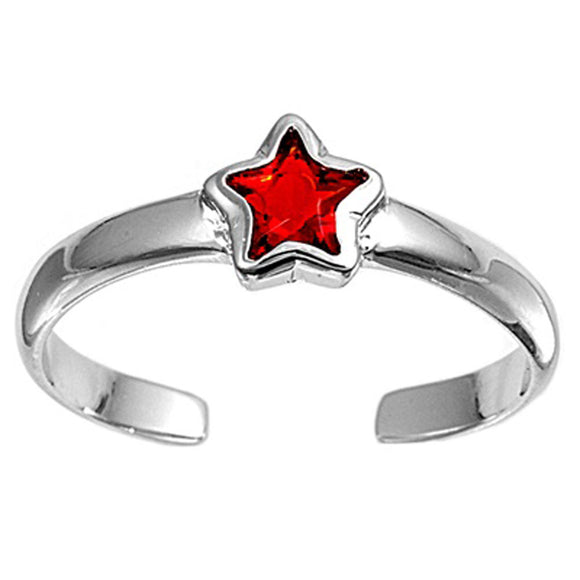 Star Simulated Garnet .925 Sterling Silver Toe Ring