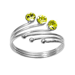 Round Solitaire Bead Simulated Peridot .925 Sterling Silver Toe Ring