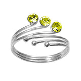 Round Solitaire Bead Simulated Peridot .925 Sterling Silver Toe Ring