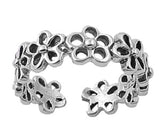 Sterling Silver Polished Eternity Flower Ring Adjustable Filigree Midi Band .925