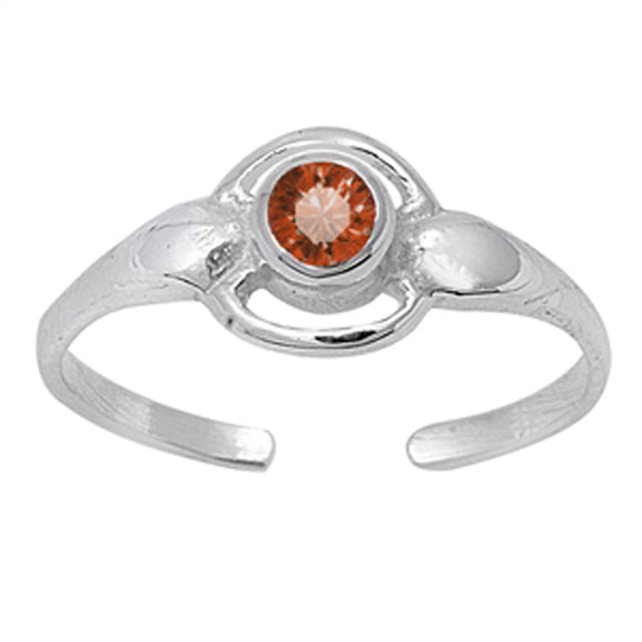 Round Solitaire Simulated Garnet .925 Sterling Silver Toe Ring