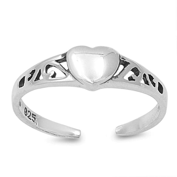 Heart Filigree .925 Sterling Silver Toe Ring