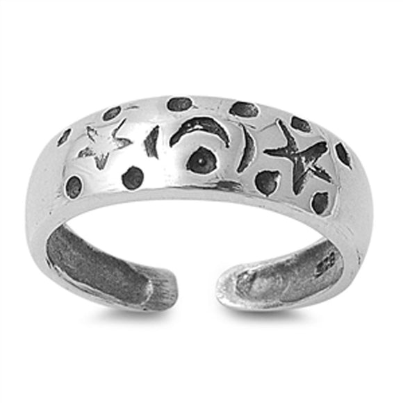 Moon Star Celestial .925 Sterling Silver Toe Ring