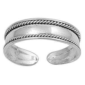 Sterling Silver Classic Bali Twist Toe Ring Adjustable Midi Fashion Band 925 New