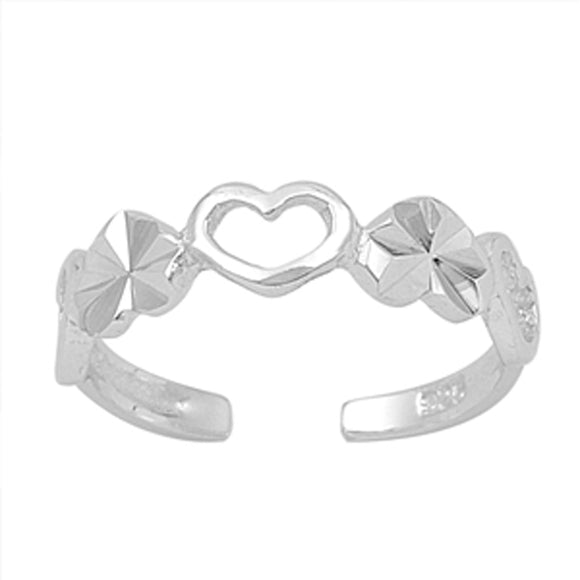 Sterling Silver Beautiful Heart Ring Cute Adjustable Flower Midi Band .925 New