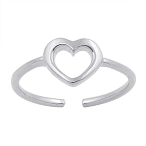 Sterling Silver Beautiful Adjustable Heart Toe Ring Cute Fashion Love Band 925