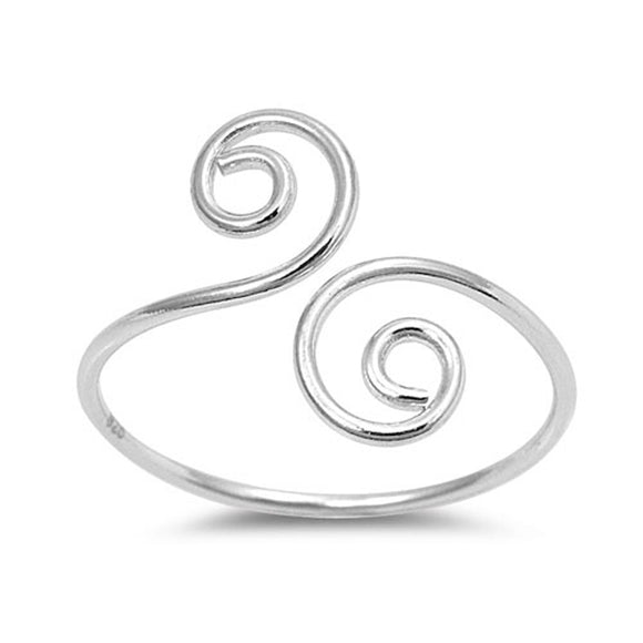 Sterling Silver Unique Swirl Toe Ring Cute Adjustable Spiral Midi Band .925 New