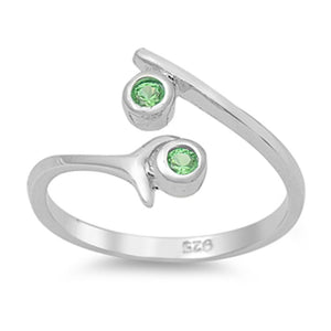 Round Simulated Emerald .925 Sterling Silver Toe Ring