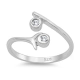 Sterling Silver Cute Clear CZ Toe Ring Adjustable Fashion Midi Band .925 New