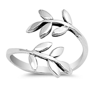 Sterling Silver Fashion Adjustable Leaf Wrap Ring Cute Midi Spoon Band 925 New