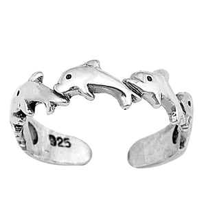 Sterling Silver Unique Dolphin Toe Ring Cute Adjustabale Midi Band .925 New