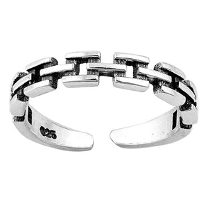 Sterling Silver Classic Chain Link Toe Ring Oxidized Cable Adjustable Midi Band