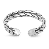 Sterling Silver Unique Braided Toe Ring Oxidized Adjustable Midi Band 925 New