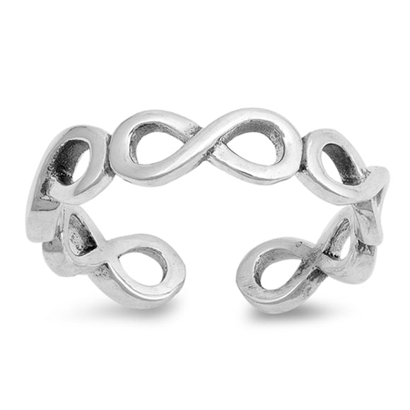 Sterling Silver Unique Infinity Toe Ring Adjustable Midi Fashion Band 925 New