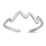 Sterling Silver Beautiful EKG Heartbeat Toe Ring Adjustable Wave Midi Band 925