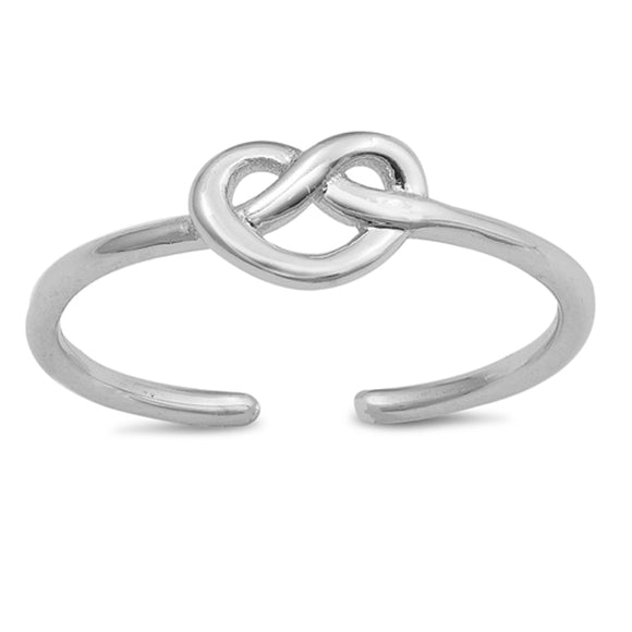 Sterling Silver Cute Pretzel Knot Heart Ring High Polish Adjustable Midi Band