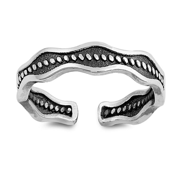 Sterling Silver Beautiful Bali Toe Ring Oxidized Adjustable Midi Band 925 New