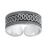 Sterling Silver Beautiful Bali Toe Ring Oxidized Adjustable Midi Band 925 New