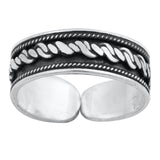 Sterling Silver Unique Bali Toe Ring Cute Oxidized Adjustable Midi Band 925 New