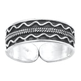 Sterling Silver Cute Bali Inspired Toe Ring Oxidized Adjustable Midi Band 925