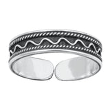 Sterling Silver Beautiful Oxidized Bali Toe Ring Adjustable Midi Band 925 New