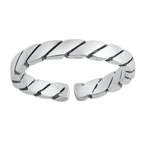 Sterling Silver Wholesale Twisted Rope Toe Ring Oxidized Adjustable Midi Band