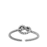 Sterling Silver Cute Love Knot Rope Toe Ring Adjustable Midi Band .925 New