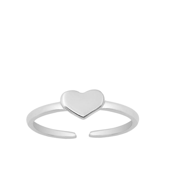 Sterling Silver Polished Heart Ring Cute Toe Midi Adjustable Love Band 925 New