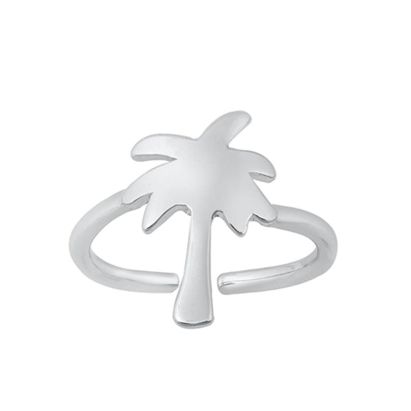 Sterling Silver High Polish Palm Tree Summer Beach Toe Ring 925 New Midi Band