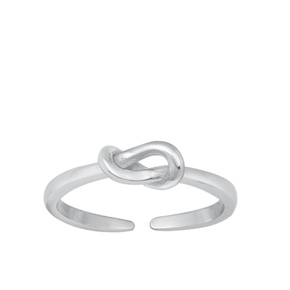 Adjustable Sterling Silver Small Love Knot High Polish Toe Ring 925 Midi Band