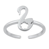 Sterling Silver Open Flower Swan Bird Summer Beach Toe Ring 925 New Midi Band