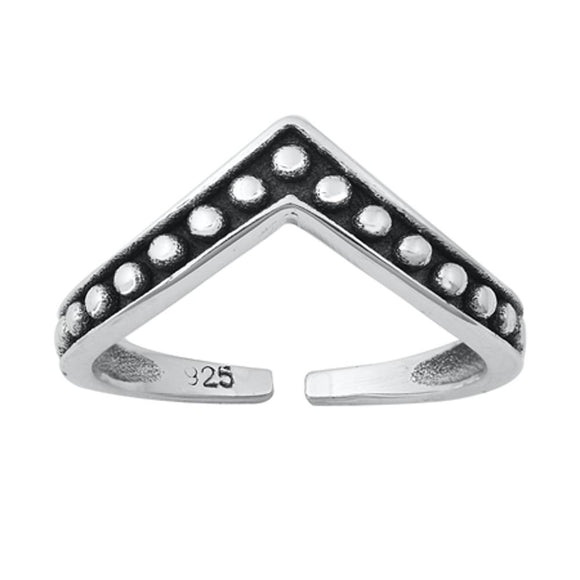 Sterling Silver Bali Oxidized Chevron Toe Ring Adjustable Midi V Shaped Band 925