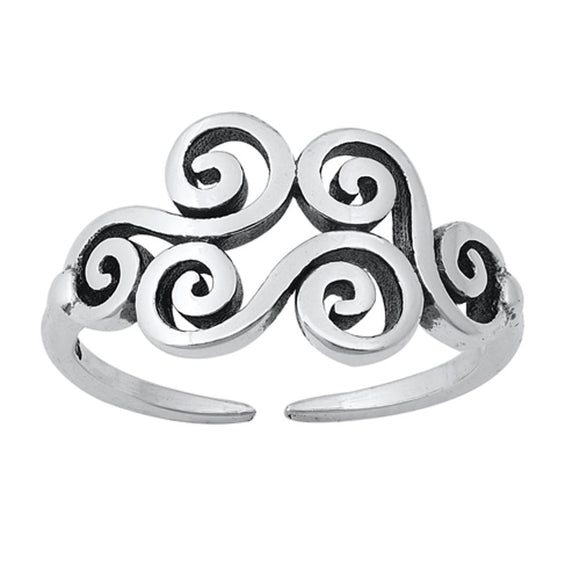 Sterling Silver Oxidized Wholesale Swirl Toe Ring Cute Midi Band 925 New