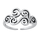 Sterling Silver Oxidized Wholesale Swirl Toe Ring Cute Midi Band 925 New