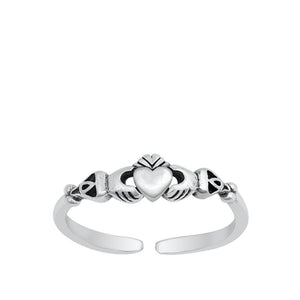 Sterling Silver Wholesale Claddagh Toe Ring Adjustable Celtic Midi Band .925 New