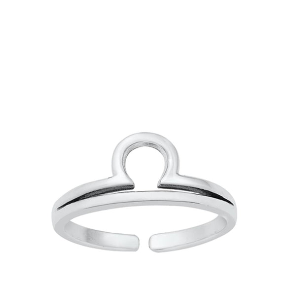 Sterling Silver Fashion Libra Sign Zodiac Toe Ring Adjustbale Midi Band 925 New