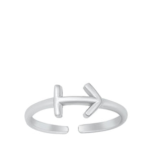 Sterling Silver Beautiful Sagittarius Sign Zodiac Toe Ring Adjustable Midi Band