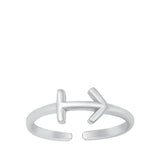 Sterling Silver Beautiful Sagittarius Sign Zodiac Toe Ring Adjustable Midi Band