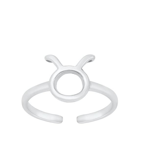 Sterling Silver Beautiful Taurus Sign Zodiac Toe Ring Adjustable Midi Band 925