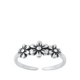 Oxidized Daisy Flowers Sterling Silver Summer Floral Toe & Midi Ring 925 New