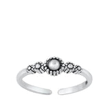 Oxidized Sterling Silver Round Flower Bali Adjustable Toe Ring Midi Band 925 New