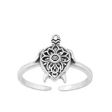 Oxidized Sterling Silver Sea Turtle Mandala Flower Toe Ring Midi Band .925 New