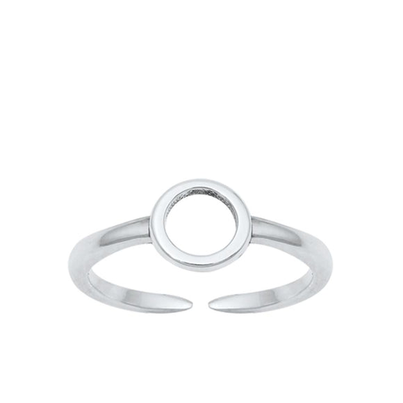 Sterling Silver Fashion Minimalist Circle Toe Midi Ring Adjustable Band .925 New